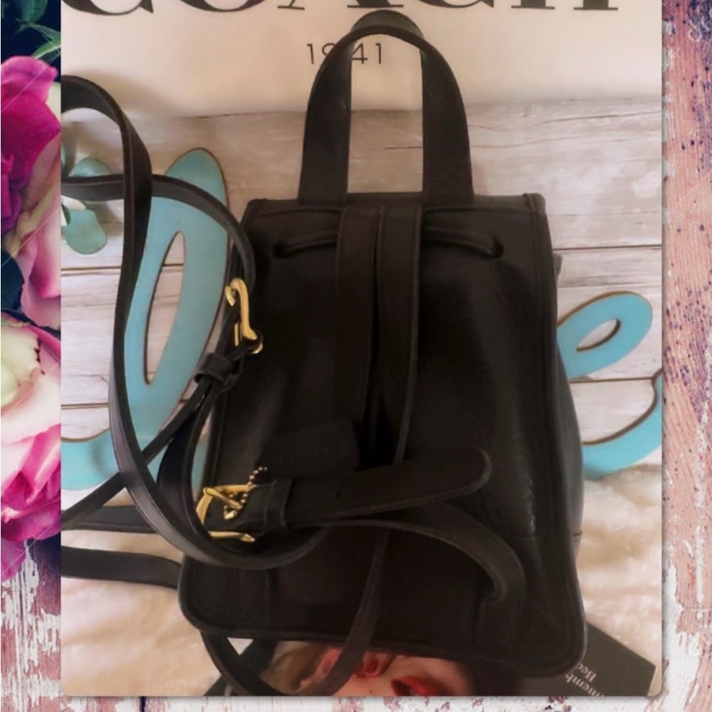 VINTAGE COACH BLACK LEATHER MINI DAYPACK BACKPACK 9960 - Picture 3 of 16